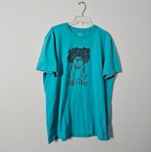 Life Is Good Graphic Tee with Dog Illustration Sz L
